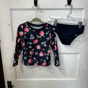 2T GAP Floral Swim Set - Navy and Pink